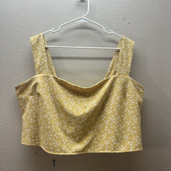 ABERCROMBIE & FITCH CROPPED FLORAL TANK TOP (XXL) Smocked Boho Cottagecore - Picture 1 of 3